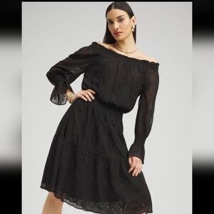NWT‎ Chico's Whimsigoth Smocked Eyelet Midi Dress, Size 3